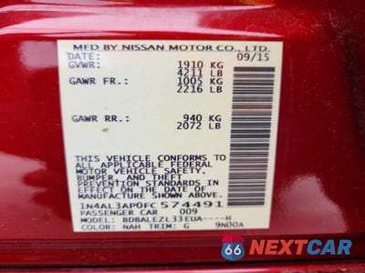Zdjęcie 12 z 12 samochodu: 2015 NISSAN ALTIMA 2.5 S VIN:1N4AL3AP0FC574491 - miniatura