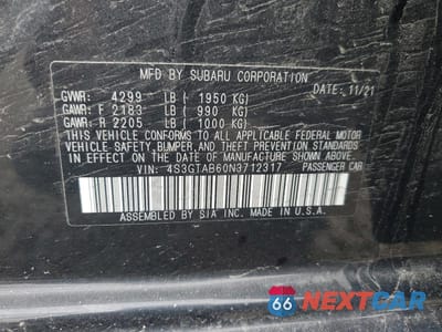 Zdjęcie 12 z 12 samochodu: 2022 SUBARU IMPREZA VIN:4S3GTAB60N3712317 - miniatura