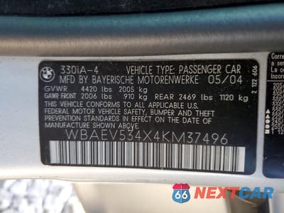 Zdjęcie 13 z 13 samochodu: 2004 BMW 330 I VIN:WBAEV534X4KM37496 - miniatura
