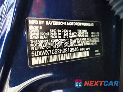 Zdjęcie 13 z 13 samochodu: 2017 BMW X3 XDRIVE35I VIN:5UXWX7C52H0S19946 - miniatura