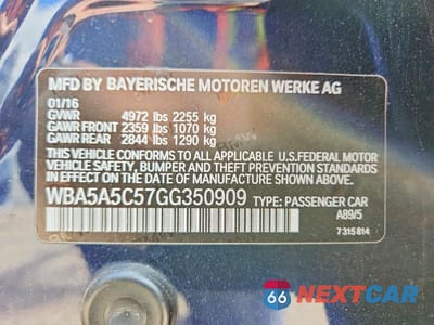 Zdjęcie 12 z 12 samochodu: 2016 BMW 528 I VIN:WBA5A5C57GG350909 - miniatura
