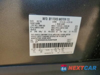 Zdjęcie 13 z 13 samochodu: 2018 FORD EXPLORER XLT VIN:1FM5K8DH0JGA91628 - miniatura