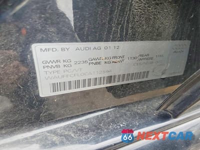 Zdjęcie 12 z 12 samochodu: 2012 AUDI A4 PREMIUM VIN:WAUFFCFL0CA112594 - miniatura