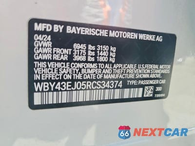 Zdjęcie 12 z 12 samochodu: 2024 BMW I7 EDRIVE50 VIN:WBY43EJ05RCS34374 - miniatura