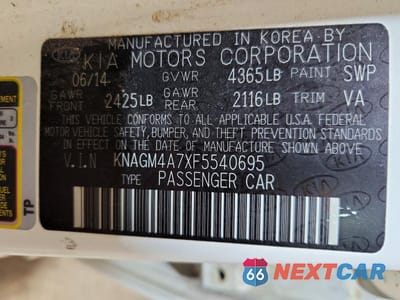 Zdjęcie 12 z 12 samochodu: 2015 KIA OPTIMA LX VIN:KNAGM4A7XF5540695 - miniatura