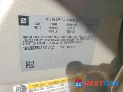Zdjęcie 12 z 12 samochodu: 2010 CHEVROLET MALIBU 1LT VIN:1G1ZC5EB4AF218102 - miniatura