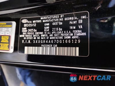 Zdjęcie 13 z 13 samochodu: 2013 KIA OPTIMA SX VIN:5XXGR4A67DG166129 - miniatura