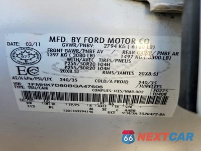 Zdjęcie 13 z 13 samochodu: 2011 FORD EXPLORER XLT VIN:1FMHK7D80BGA47606 - miniatura
