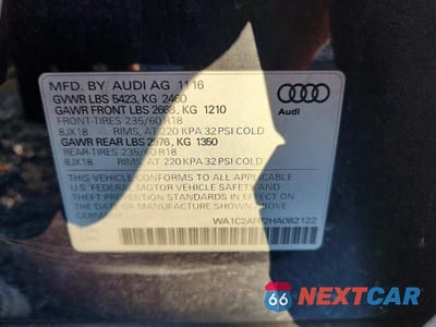 Zdjęcie 12 z 12 samochodu: 2017 AUDI Q5 PREMIUM VIN:WA1C2AFP2HA082122 - miniatura