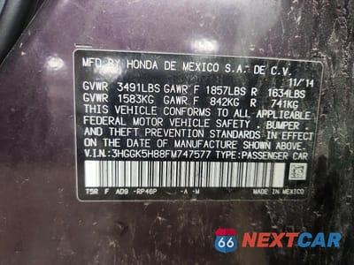Zdjęcie 13 z 13 samochodu: 2015 HONDA FIT EX VIN:3HGGK5H88FM747577 - miniatura