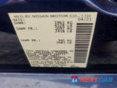 Zdjęcie 12 z 12 samochodu: 2021 NISSAN ALTIMA SR VIN:1N4BL4CV8MN380489 - miniatura