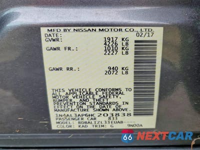 Zdjęcie 12 z 12 samochodu: 2017 NISSAN ALTIMA 2.5 SV VIN:1N4AL3AP6HC203838 - miniatura