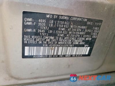 Zdjęcie 14 z 14 samochodu: 2018 SUBARU OUTBACK 2.5I VIN:4S4BSAAC0J3267961 - miniatura