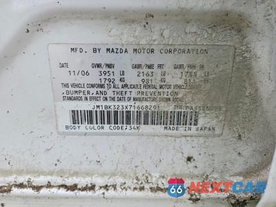 Zdjęcie 12 z 12 samochodu: 2007 MAZDA 3 S VIN:JM1BK323X71668291 - miniatura