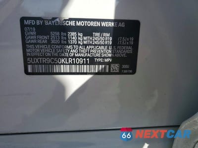 Zdjęcie 13 z 13 samochodu: 2019 BMW X3 VIN:5UXTR9C50KLR10911 - miniatura