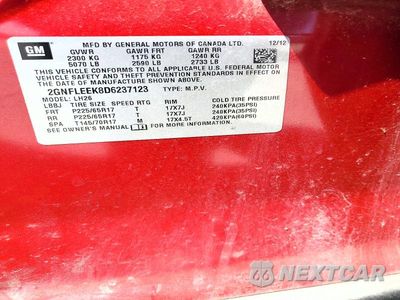 Zdjęcie 13 z 13 samochodu: 2013 CHEVROLET EQUINOX LT VIN:2GNFLEEK8D6237123 - miniatura