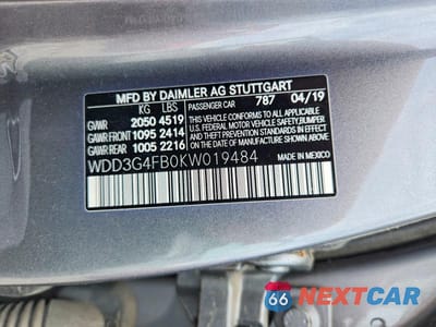 Zdjęcie 12 z 12 samochodu: 2019 MERCEDES-BENZ A 220 4MATIC VIN:WDD3G4FB0KW019484 - miniatura