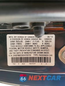 Zdjęcie 13 z 13 samochodu: 2014 HONDA CIVIC SI VIN:2HGFB6E55EH705733 - miniatura