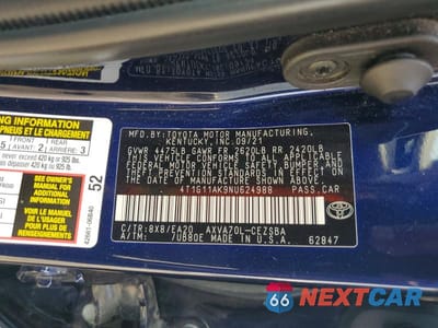 Zdjęcie 12 z 12 samochodu: 2022 TOYOTA CAMRY SE VIN:4T1G11AK9NU624988 - miniatura