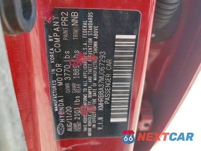 Zdjęcie 13 z 13 samochodu: 2021 HYUNDAI VENUE SE VIN:KMHRB8A37MU067293 - miniatura