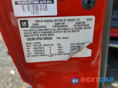 Zdjęcie 12 z 12 samochodu: 2004 CHEVROLET SILVERADO K1500 VIN:2GCEK19T641306522 - miniatura