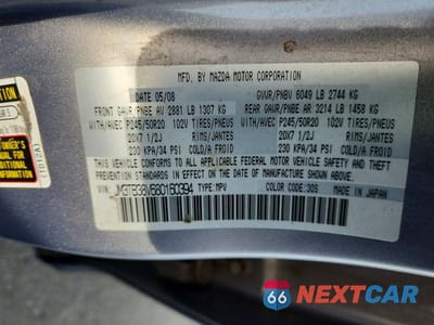 Zdjęcie 13 z 13 samochodu: 2008 MAZDA CX-9 VIN:JM3TB38V680160394 - miniatura