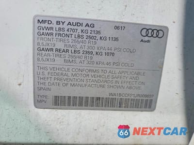 Zdjęcie 12 z 12 samochodu: 2018 AUDI Q3 PREMIUM VIN:WA1BCCFS2JR008697 - miniatura