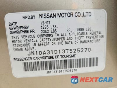 Zdjęcie 12 z 12 samochodu: 2003 NISSAN MAXIMA GXE VIN:JN1DA31D13T525270 - miniatura