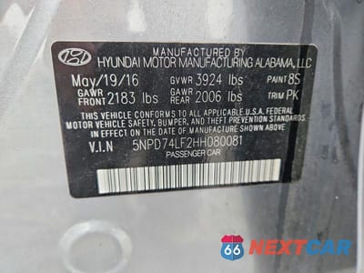 Zdjęcie 12 z 12 samochodu: 2017 HYUNDAI ELANTRA SE VIN:5NPD74LF2HH080081 - miniatura
