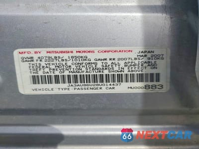 Zdjęcie 12 z 12 samochodu: 2008 MITSUBISHI LANCER GTS VIN:JA3AU86U28U014437 - miniatura