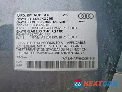 Zdjęcie 13 z 13 samochodu: 2019 AUDI Q5 PREMIUM VIN:WA1ANAFY8K2064345 - miniatura