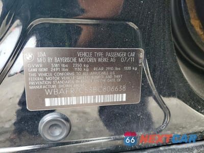 Zdjęcie 12 z 12 samochodu: 2011 BMW 535 I VIN:WBAFR7C53BC806638 - miniatura