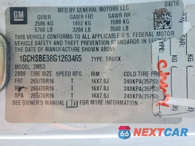 Zdjęcie 12 z 12 samochodu: 2016 CHEVROLET COLORADO VIN:1GCHSBE38G1263465 - miniatura