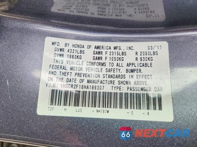 Zdjęcie 13 z 13 samochodu: 2017 HONDA ACCORD SPORT SPECIAL EDITION VIN:1HGCR2F16HA189307 - miniatura