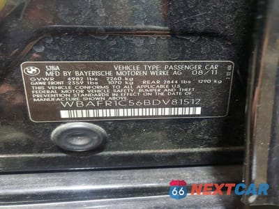 Zdjęcie 12 z 12 samochodu: 2011 BMW 528 I VIN:WBAFR1C56BDV81512 - miniatura