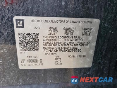 Zdjęcie 13 z 13 samochodu: 2019 CHEVROLET EQUINOX LT VIN:2GNAXKEV5K6295260 - miniatura