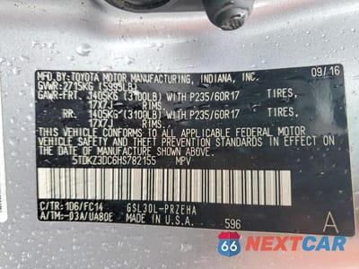Zdjęcie 13 z 13 samochodu: 2017 TOYOTA SIENNA LE VIN:5TDKZ3DC6HS782155 - miniatura