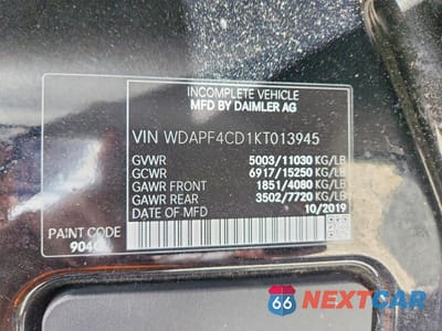 Zdjęcie 14 z 14 samochodu: 2019 MERCEDES-BENZ SPRINTER 3500 VIN:WDAPF4CD1KT013945 - miniatura