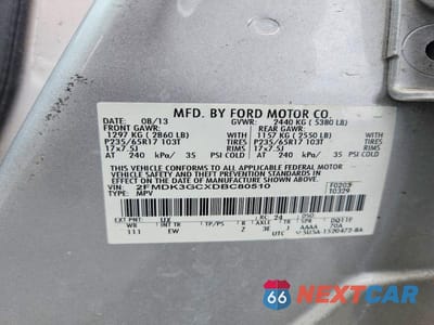 Zdjęcie 13 z 13 samochodu: 2013 FORD EDGE SE VIN:2FMDK3GCXDBC80510 - miniatura