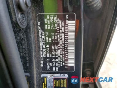 Zdjęcie 13 z 13 samochodu: 2012 HYUNDAI SANTA FE GLS VIN:5XYZGDAG4CG169698 - miniatura