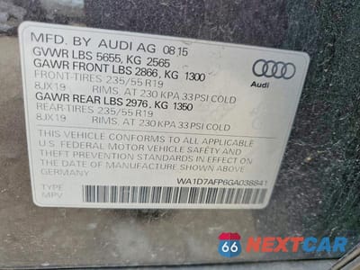 Zdjęcie 12 z 12 samochodu: 2016 AUDI Q5 PREMIUM PLUS S-LINE VIN:WA1D7AFP6GA038841 - miniatura