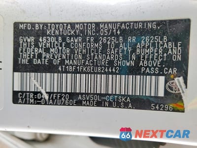 Zdjęcie 12 z 12 samochodu: 2014 TOYOTA CAMRY SE VIN:4T1BF1FK6EU824442 - miniatura