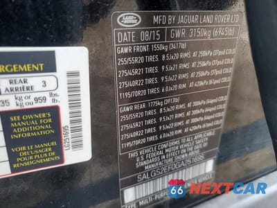 Zdjęcie 13 z 13 samochodu: 2016 LAND ROVER RANGE ROVER SUPERCHARGED VIN:SALGS2EF0GA251695 - miniatura