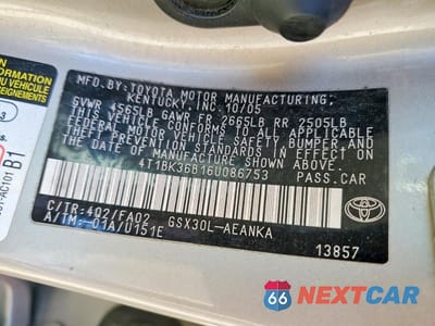 Zdjęcie 13 z 13 samochodu: 2006 TOYOTA AVALON XL VIN:4T1BK36B16U086753 - miniatura