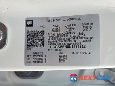 Zdjęcie 12 z 12 samochodu: 2022 CHEV COLORADO VIN:1GCGSBEN8N1236812 - miniatura