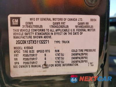 Zdjęcie 12 z 12 samochodu: 2005 CHEVROLET SILVERADO K1500 VIN:2GCEK13TX51132271 - miniatura