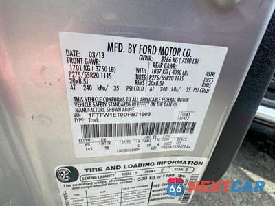 Zdjęcie 10 z 10 samochodu: 2013 FORD F150 SUPERCREW VIN:1FTFW1ET0DFB71903 - miniatura