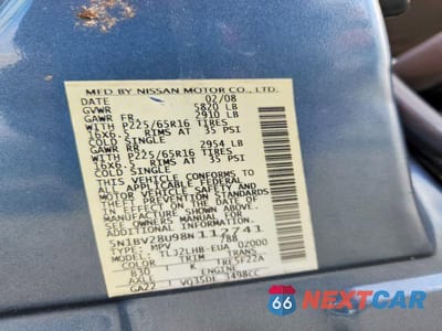Zdjęcie 13 z 13 samochodu: 2008 NISSAN QUEST 3.5 VIN:5N1BV28U98N112741 - miniatura