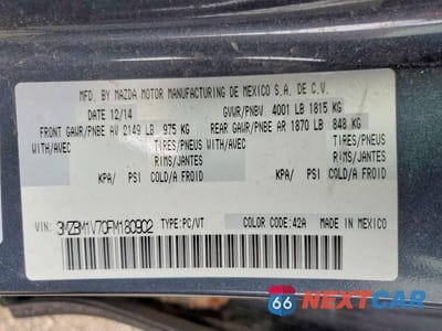 Zdjęcie 12 z 12 samochodu: 2015 MAZDA 3 TOURING VIN:3MZBM1V70FM180902 - miniatura