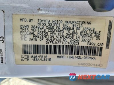 Zdjęcie 12 z 12 samochodu: 2013 TOYOTA COROLLA LE VIN:5YFBU4EE1DP186653 - miniatura